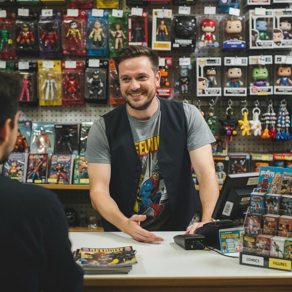 A close-up of a customer browsing through a selection of imported manga titles, highlighting their intricate artwork.